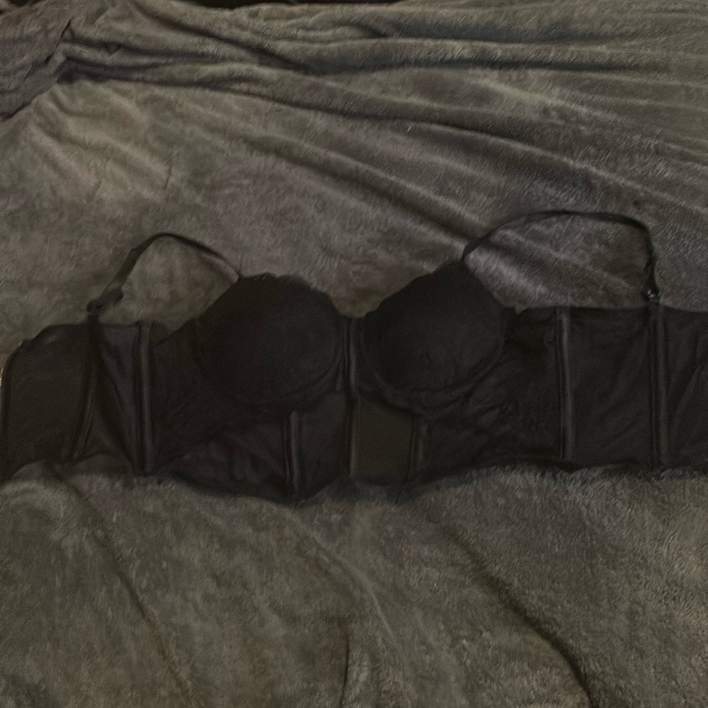 cute black lace bra zip up corset